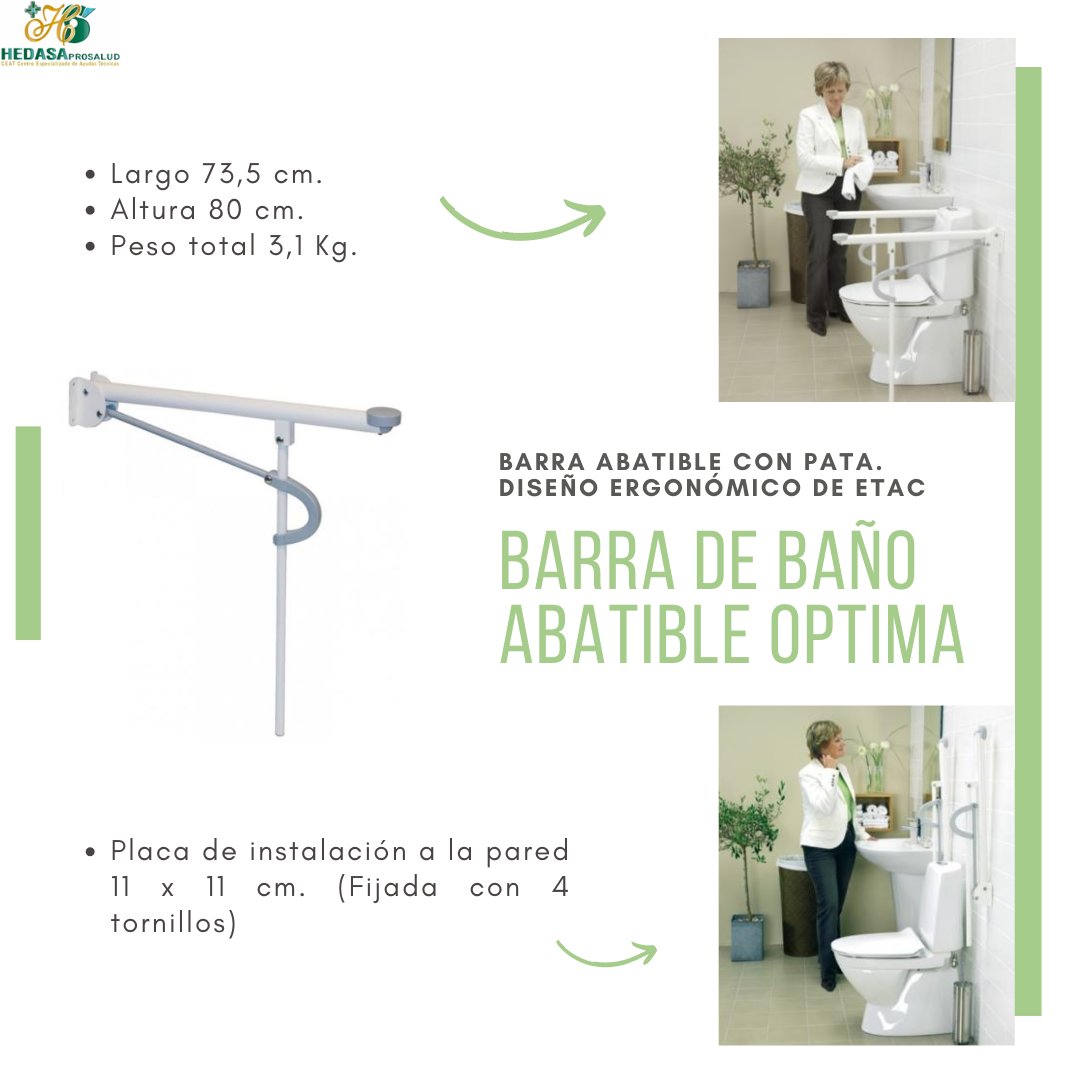¡Podrá seguir siendo independiente a la hora de ir al servicio gracias a que esta barra de baño le hará sentirse mucho más seguro y estable! 

Nuestra barra abatible, es perfecta para baños pequeños ya que siempre se puede recoger. ¡Os dejamos el link!
🛍️ hedasa.com/comprar/barra-…