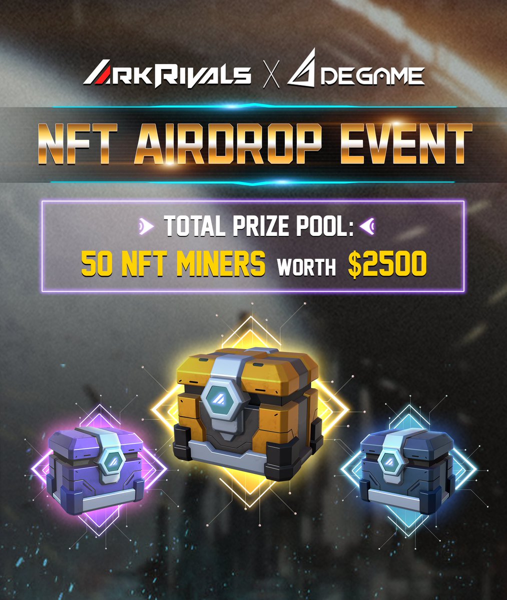 degame_l2y's tweet photo. 🚀Hold on to your hand rails, #DeGame X @Ark_Rivals #NFT #Airdrop #event is here!

🏆Only 50 #NFT #miners worth $2500
☄️Follow @degame_l2y, @Ark_Rivals &amp; Reg for #AMA 
➕Join #Discord, #Telegram
🎮 Download Ark Rivals Game
✍🏼 Review &amp; Comment

🔗Join Now: https://t.co/4OJUS2Vvq4 https://t.co/oHu8yWrr2K