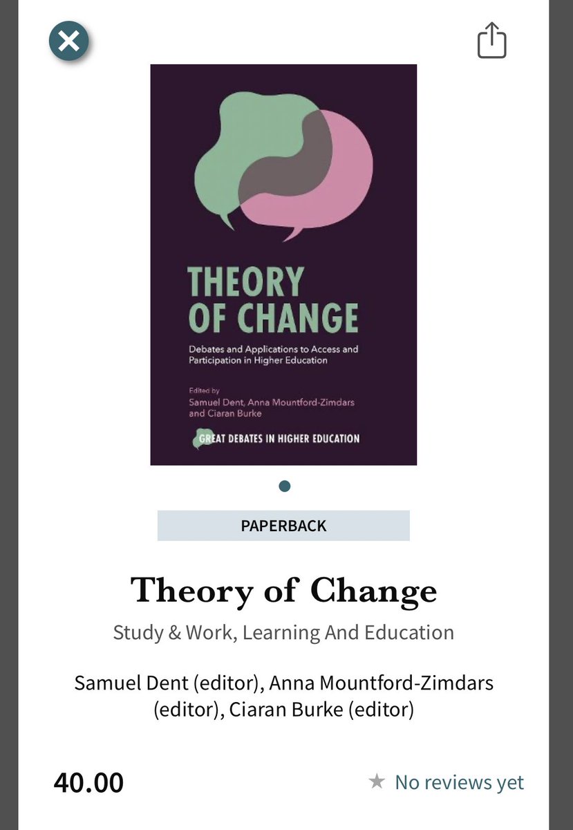 At @Wonkhe listening to @johndavidblake - talking about data and evaluation. Is now the time to plug my book with @Ciara87C & @AnnaM_Zimdars  published yesterday by @EmeraldGlobal Theory of Change - debates and applications waterstones.com/book/theory-of…  #AccessAllAreas