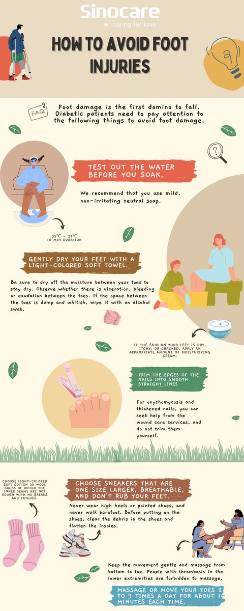 #sinocare #diabetes #diabeticfoot #healthtips 
Some nice tips for preventing foot injuries/