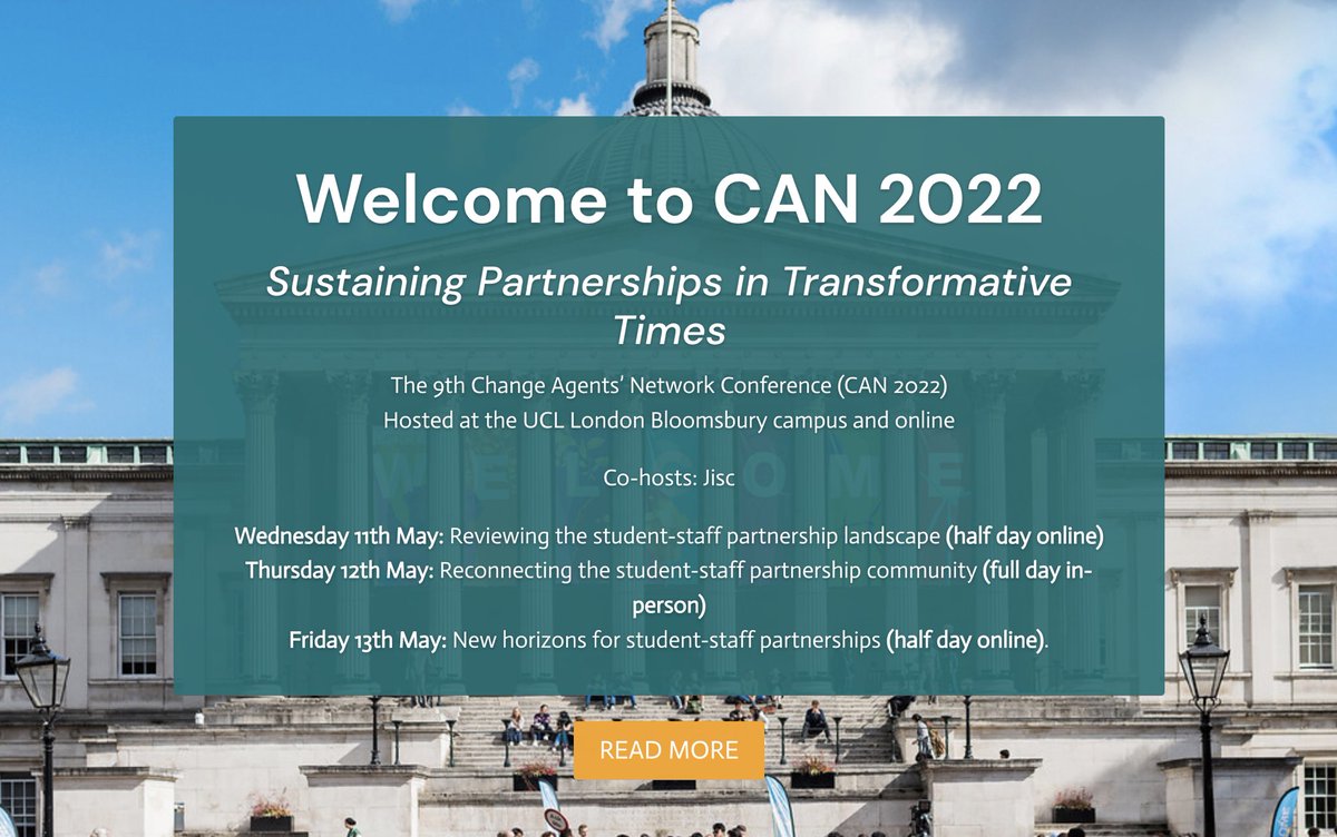 CAN conference is coming this Wednesday (11th - 13th May)! #CANconference2022 #studentpartners <a href="/Jisc/">Jisc</a> <a href="/UCLArena/">UCL Arena</a> <a href="/UCLChangeMakers/">UCL ChangeMakers</a> Don’t forget to book your ticket! onlinestore.ucl.ac.uk/conferences-an…