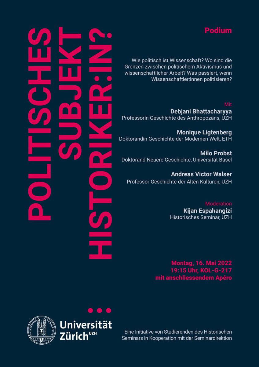 Am Montag, 16. Mai 2022, um 19.15 Uhr, diskutieren <a href="/itihaashtag/">Debjani</a> @moniligtenberg <a href="/MiloProbst/">Milo Probst</a> und Andreas Victor Walser miteinander. <a href="/KEspahangizi/">Kijan Espahangizi</a> moderiert.
Kommet, kommet, kommet! Ich freue mich!