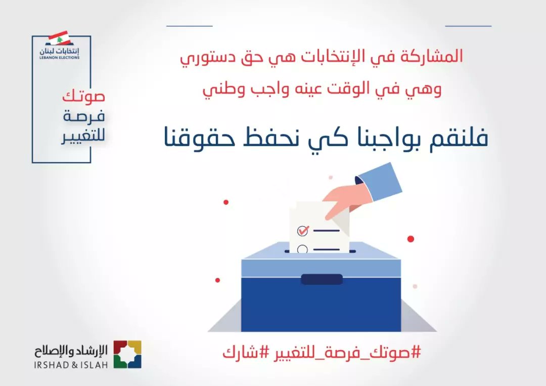 MultaqaNour's tweet photo. ضروري نرفع الحاصل الانتخابي 
ضروري نشارك 

#شارك #صوتك_فرصة_للتغيير 
#انتخابات2022

💠 جمعية الإرشاد والإصلاح الخيرية الإسلامية https://t.co/cj65xOa5J0