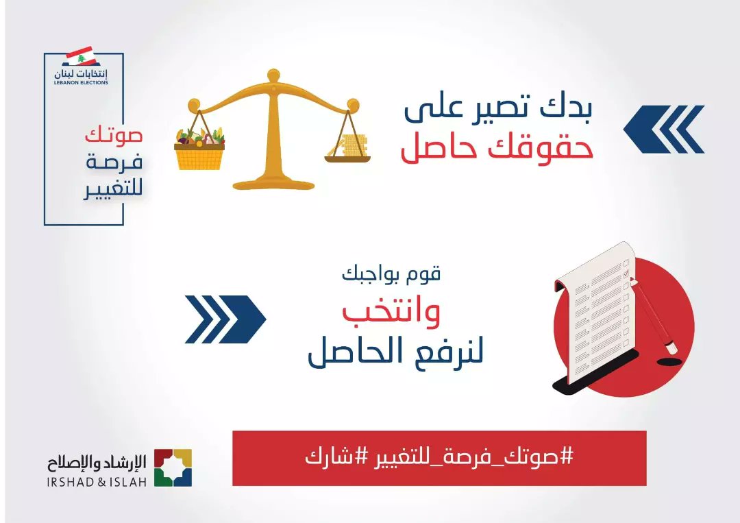 MultaqaNour's tweet photo. ضروري نرفع الحاصل الانتخابي 
ضروري نشارك 

#شارك #صوتك_فرصة_للتغيير 
#انتخابات2022

💠 جمعية الإرشاد والإصلاح الخيرية الإسلامية https://t.co/cj65xOa5J0