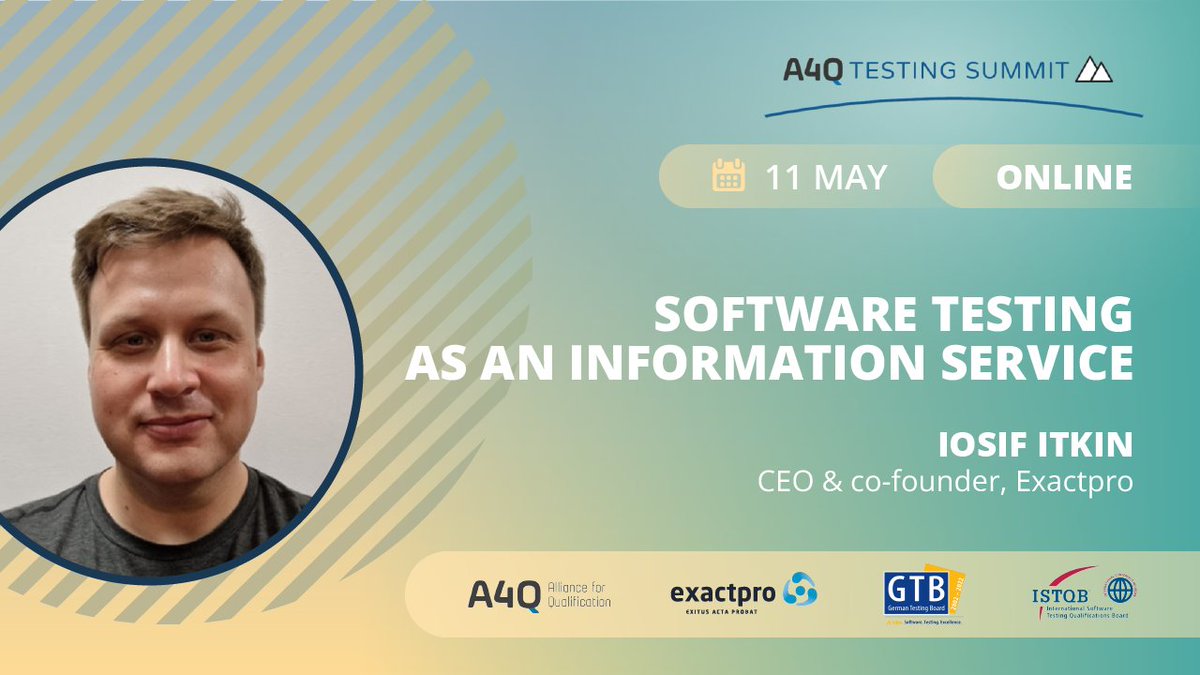 exactpro's tweet photo. Join us tomorrow at the 1st global #A4QTestingSummit hosted by the Alliance for Qualification & @GTB_ISTQB. Stay tuned for live insights from @IosifItkin, CEO & co-founder, @exactpro, discussing #SoftwareTesting as an Information Service: https://t.co/uFTMh3ZDZ8
#fintech #Dublin https://t.co/AJbDemOStH