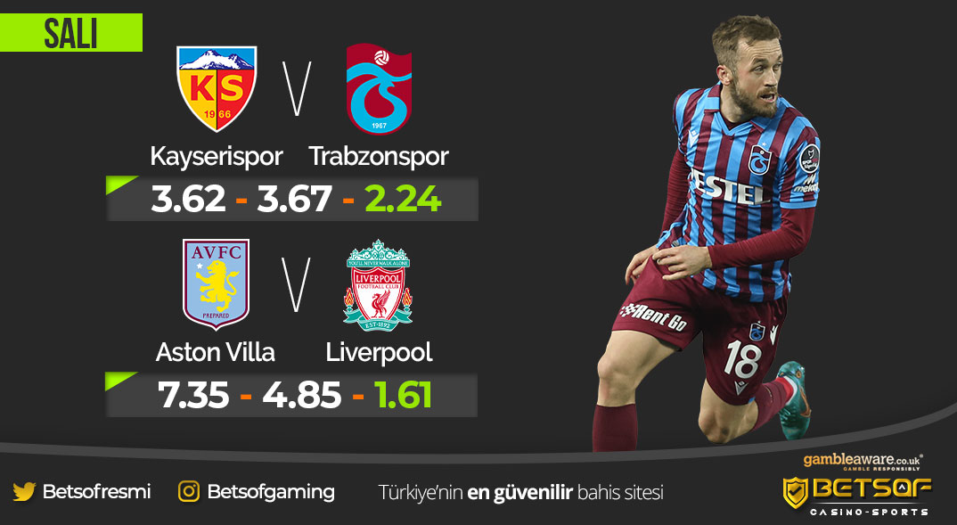 🔥 %50 FREEBET / FREESPİN BONUSU #BETSOF'DA !!

⚽ Kayserispor - Trabzonspor
⚽ Aston V. - Liverpool

❓İki maçta toplam kaç GOL olur? 

🎁🎁 Doğru tahmin eden 10 üyemize 15 TL Freebet!

♻(RT + Fav + 3 arkadaş etiketle.)

✅ SON İŞLEM ŞARTI YOKTUR ✅

💻 linktr.ee/betsofbahis