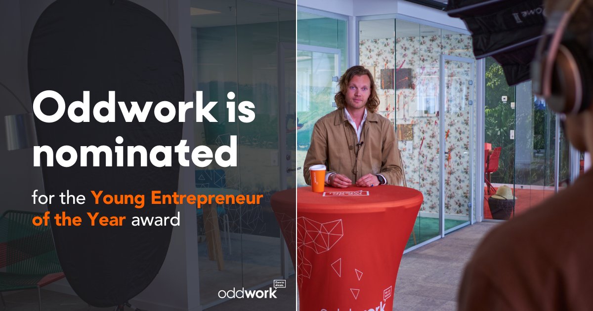 oddwork_'s tweet photo. Oddwork is nominated for the Young Entrepreneur of the Year award! 🌟
Learn more about the nomination here 👇
https://t.co/Es1lSc0fA5
#entrepreneuroftheyear #youngentrepreneuroftheyear #companyculture #employerbranding #recruitment #oddwork https://t.co/XFbNc1dSpv
