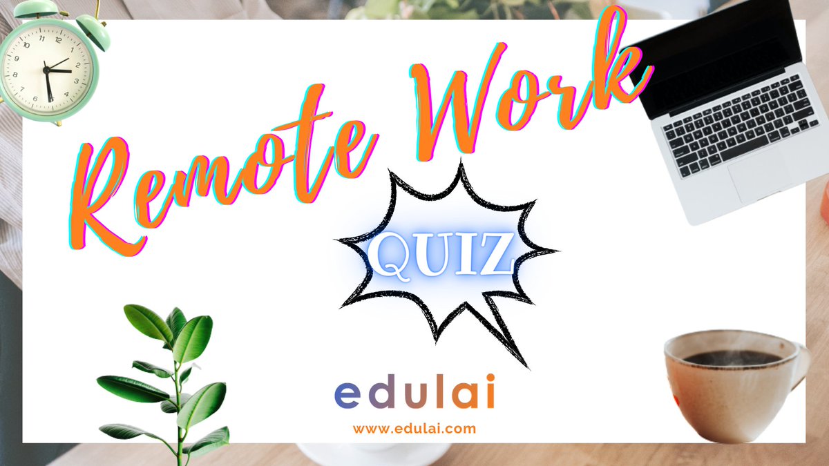 edulai1's tweet photo. What's your knowledge of Remote Work? Test yourself with our #quiz ✅

Check your level of knowledge of the key points related to #remotework, choose an answer from those listed and view the results! Get started➡️ https://t.co/ekqHadEkPK

#smartworking #quiztime #workplace #hr https://t.co/3IrdQWNVKO