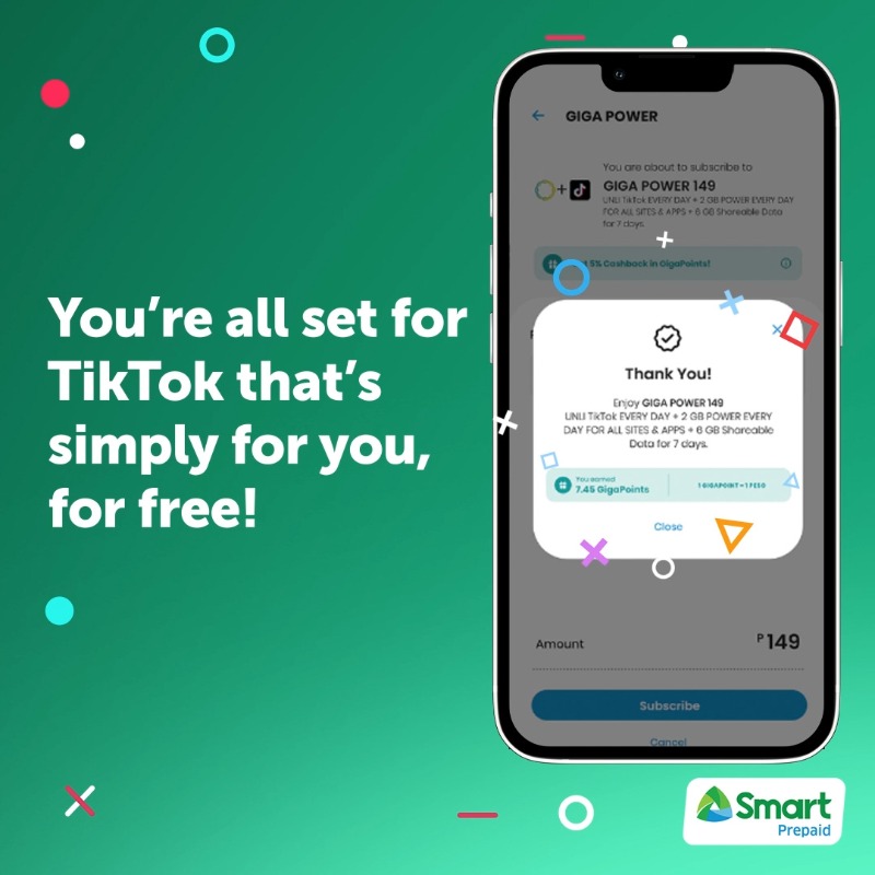LiveSmart's tweet photo. We’ve got great news for all Tiktokers out there. You can now get 1GB of Tiktok for FREE when you buy load or subscribe to promos via the GigaLife app: https://t.co/tjCautVVgV

Here’s how you can claim yours today.