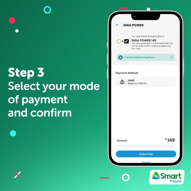LiveSmart's tweet photo. We’ve got great news for all Tiktokers out there. You can now get 1GB of Tiktok for FREE when you buy load or subscribe to promos via the GigaLife app: https://t.co/tjCautVVgV

Here’s how you can claim yours today.