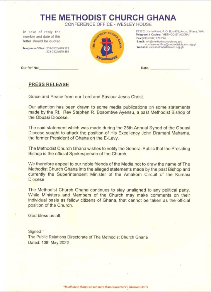 eomaneboamah's tweet photo. The Methodist Church of Ghana remains a strong pillar of development (Education, health, insurance etc.) in our dear country; and must continue to be a key non-aligned stakeholder in partisan politics.

2/2 https://t.co/Z6vjWvyl2W