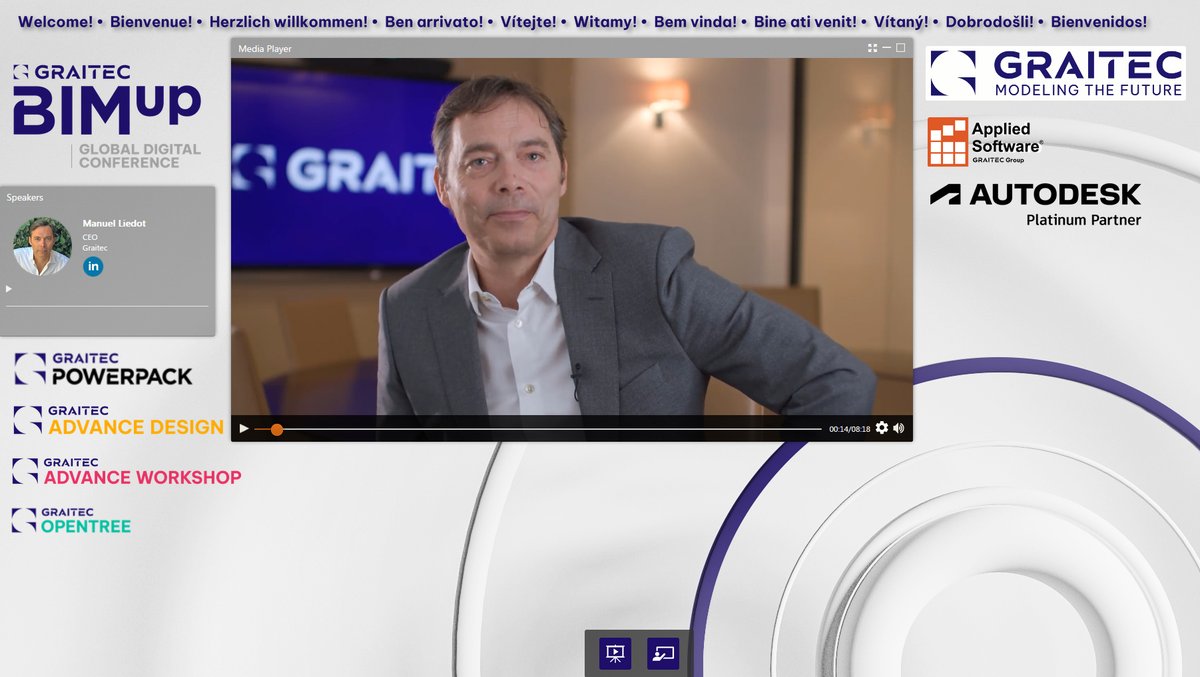 GRAITEC Group (@graitec_group) on Twitter photo If you missed it, tune-in to hear CEO Manuel LIEDOT launch the 2022 edition of our #GraitecBIMUp Global Digital Conference. 
Register here ➡️ hubs.la/Q019Y9YQ0
Already registered? Go here ➡️ hubs.la/Q019Y9f60
#architecture #engineering #construction #fabrication If you missed it, tune-in to hear CEO Manuel LIEDOT launch the 2022 edition of our #GraitecBIMUp Global Digital Conference. 
Register here ➡️ hubs.la/Q019Y9YQ0
Already registered? Go here ➡️ hubs.la/Q019Y9f60
#architecture #engineering #construction #fabrication
