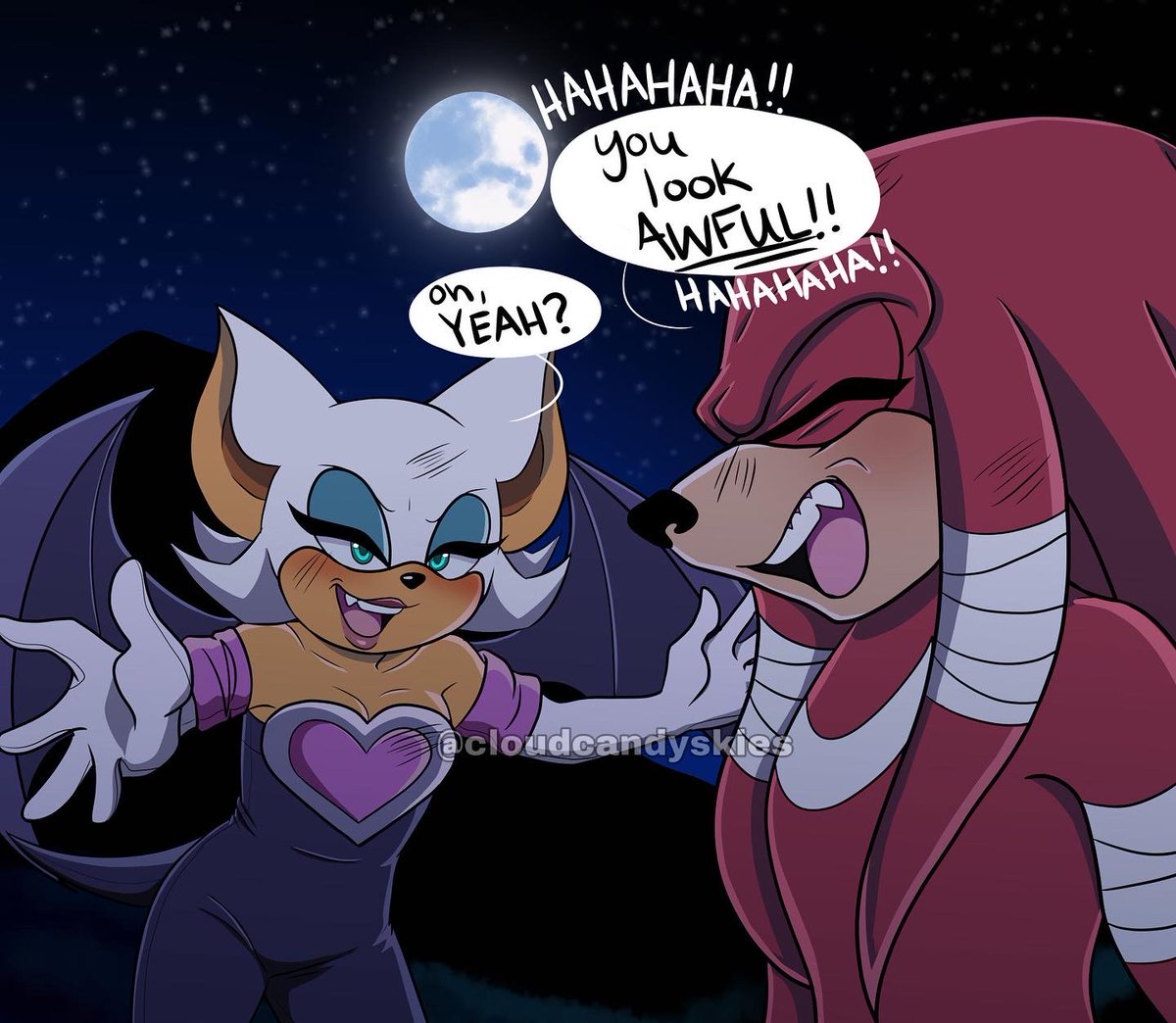 cloudcandyskies's tweet photo. Enjoy two screenshot redraws! I love revisiting my first childhood ship 🌸💗 #RougeTheBat  #KnucklesTheEchidna https://t.co/TDmu9Z5B4c