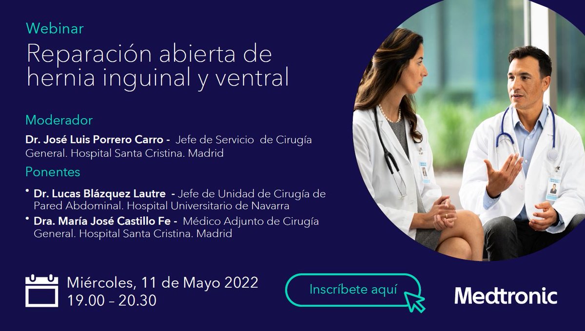 aecirujanos's tweet photo. ¡No os perdáis el Webinar de mañana!
Un poco de #HerniaInguinal y #HerniaVentral siempre vienen bien para sobrellevar el miércoles 😊
Os podéis apuntar aquí:
https://t.co/RE28zzjCIx
@aecformacion @AecPared https://t.co/i745vw1dgd