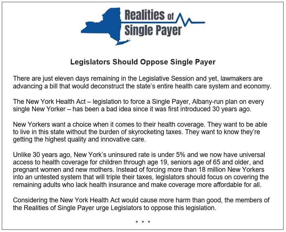 SinglePayFacts's tweet photo. 🚨 There are just eleven days remaining in the Legislative Session and yet, lawmakers are advancing a bill that would deconstruct the state’s entire health care system and economy. #NoSinglePayer

Our statement: https://t.co/ijaIKJivQA