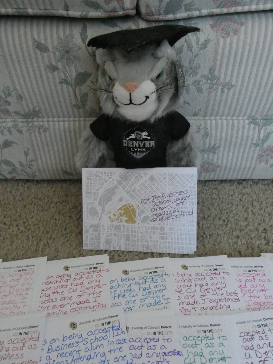 CUDenAdmissions's tweet photo. Here at #CUDenver we are proud of our all our Lynx both new and old! Our alum have been writing letters to our #FutureLynx giving them advice, encouragement, and support as they enter this exciting new chapter. Thanks @CUDenverAlumni for everything you do! 💛 🖤 https://t.co/dKRsQYEZPc
