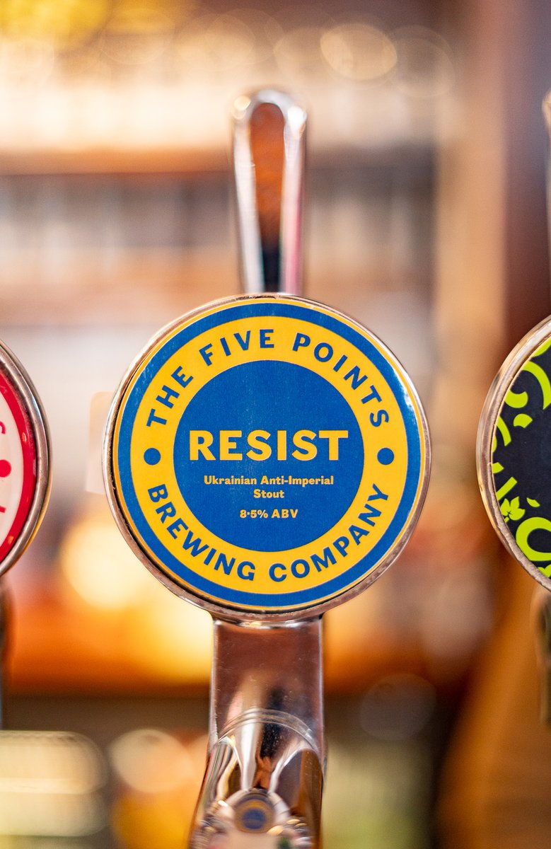 We are now pouring <a href="/FivePointsBrew/">The Five Points</a> first pilot kit beer - ‘Resist’.

An ‘anti-imperial’ 8.5% stout, using smoked beetroot to give a rich, smoky flavour. 100% of the profits from this brew will be donated to <a href="/ICRC/">ICRC</a> for their humanitarian efforts in Ukraine! 

<a href="/DrinkersUkraine/">Drinkers For Ukraine</a>