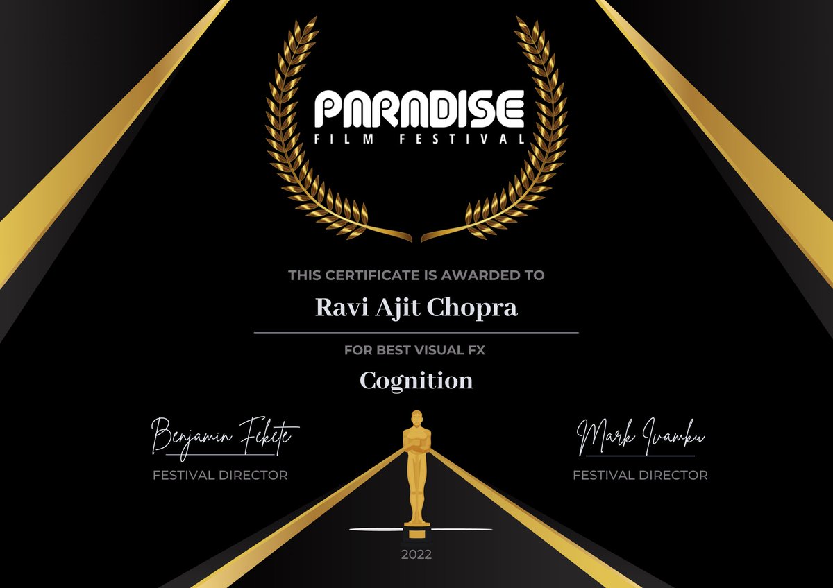 CognitionScifi (@cognitionscifi) on Twitter photo <a href="/cognitionscifi/">CognitionScifi</a> wins Best Sci-Fi Film & Best VFX at the Paradise Film Festival 2022 in Budapest.
More viewing info at cognitionscifi.com
@talashvideocentre production in association with @digitalboulevard @12cornerproductions <a href="/chinahousearts/">China House Arts</a> <a href="/cognitionscifi/">CognitionScifi</a> wins Best Sci-Fi Film & Best VFX at the Paradise Film Festival 2022 in Budapest.
More viewing info at cognitionscifi.com
@talashvideocentre production in association with @digitalboulevard @12cornerproductions <a href="/chinahousearts/">China House Arts</a>