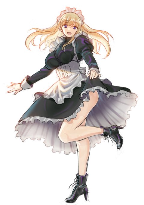 メイドの日だったから色練習で描いてたメイドさんラフ。 