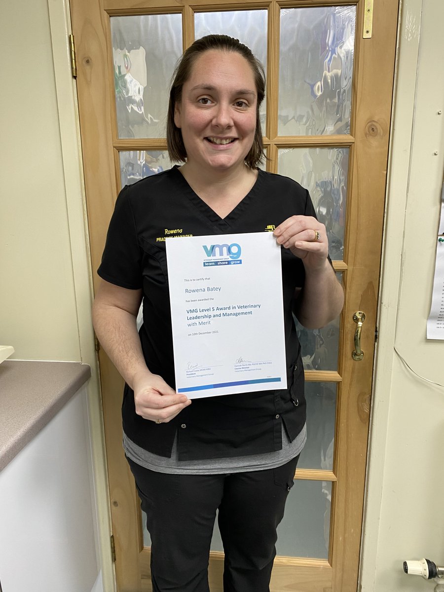VetMG's tweet photo. Veterinary Nurses in leadership and management: Rowena Batey RVN is Practice Manager at Ashlea Vets in Carlisle @VetPartnersLtd. She passed her L5 Award in Leadership & Management last year and is now working towards her Certificate. @bvnauk #VNAM2022 #CVLM @ILM_UK #whatvnsdo https://t.co/5zP09O0FUB