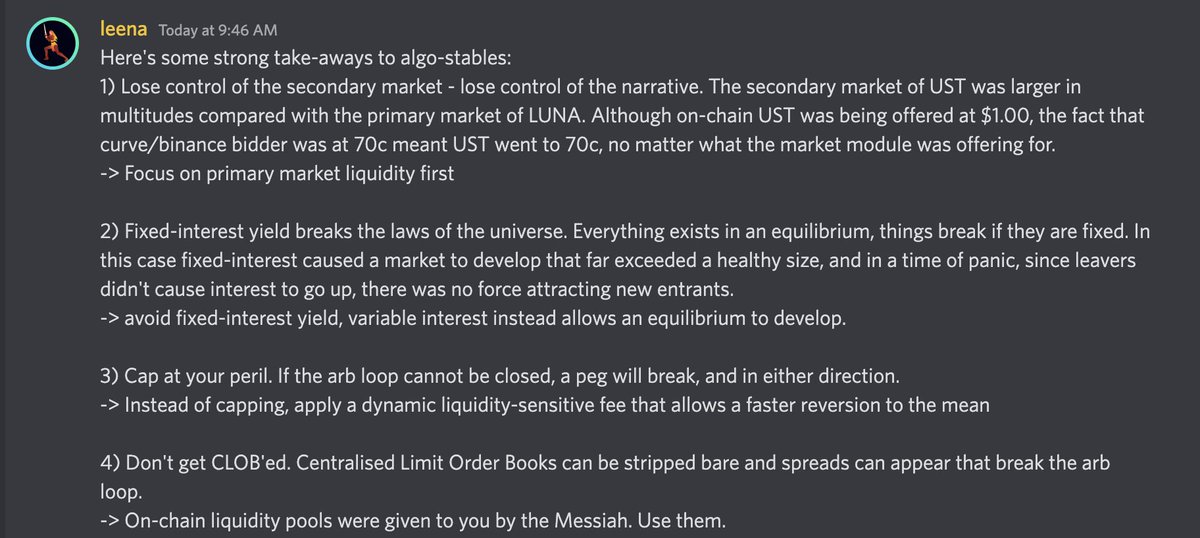 CBarraford's tweet photo. From @THORChain discord, a great reaction to recent events and things to learn. https://t.co/2iGcXUmqyA
