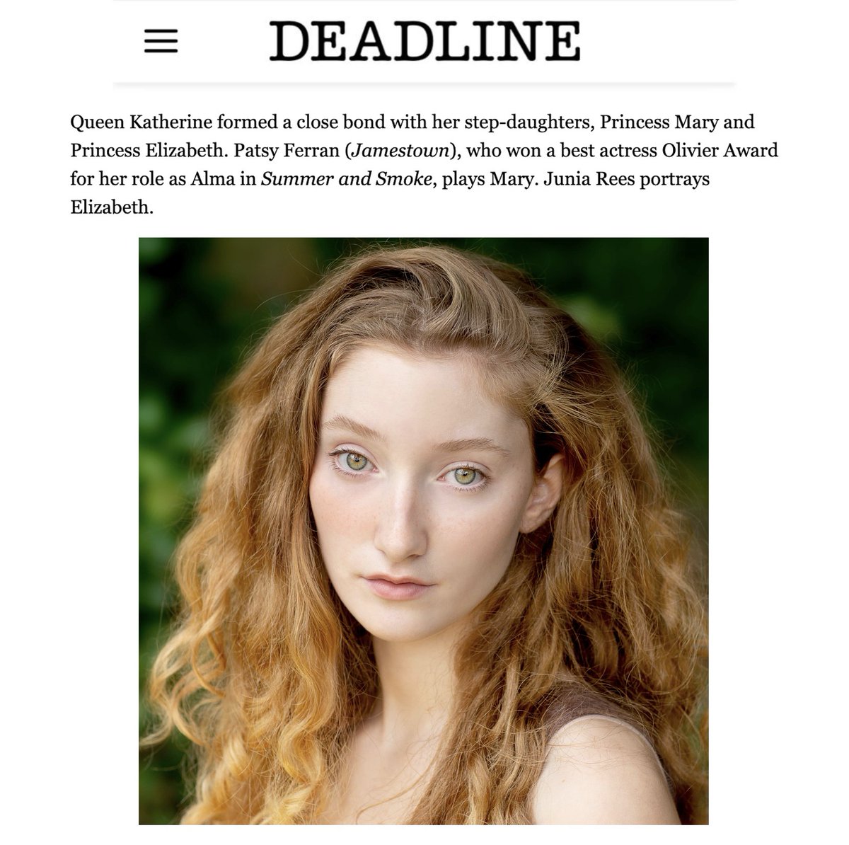 UKRevolution's tweet photo. Junia Rees makes her #FeatureFilm debut as Princess Elizabeth, alongside an all star cast, in upcoming historical thriller, #Firebrand. The movie is based on Elizabeth Fremantle’s bestselling novel, #QueenGambit, &amp; will be directed by Karim Ainouz.
Casting by Nina Gold
#JuniaRees https://t.co/znkCqXVOh6