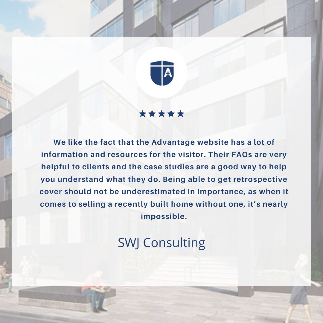 AdvantageLDI's tweet photo. Thanks to @SWJConsulting for listing us in your pick of the best structural warranty providers and for sharing your feedback on our website #structuralwarranties #retrospectivecover https://t.co/nXJ1A55QWq
