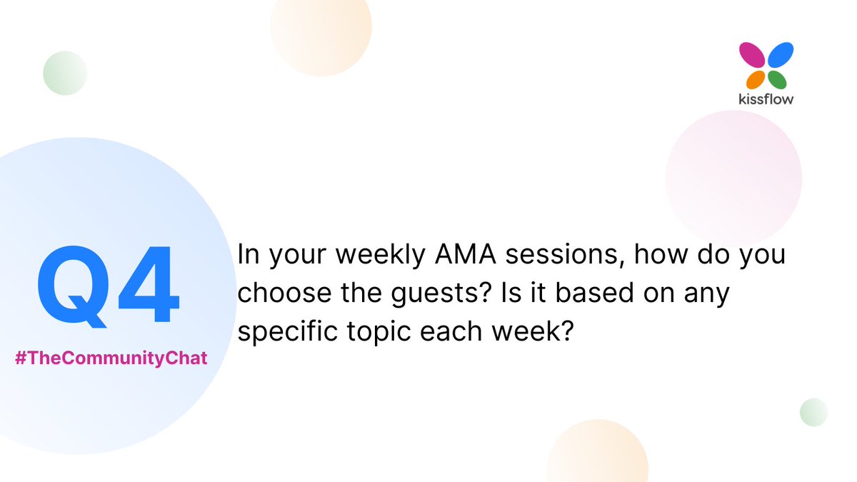 KFCommunitySW's tweet photo. Good to know about your event metrics. Here is our next question. Q4: In your weekly AMA sessions, how do you choose the guests? Is it based on any specific topic each week? @VVoPham
#TheCommunityChat #community #onlinecommunities #TuesdayChat #TwitterChat #livenow #livenow https://t.co/Aay7ArVQUI