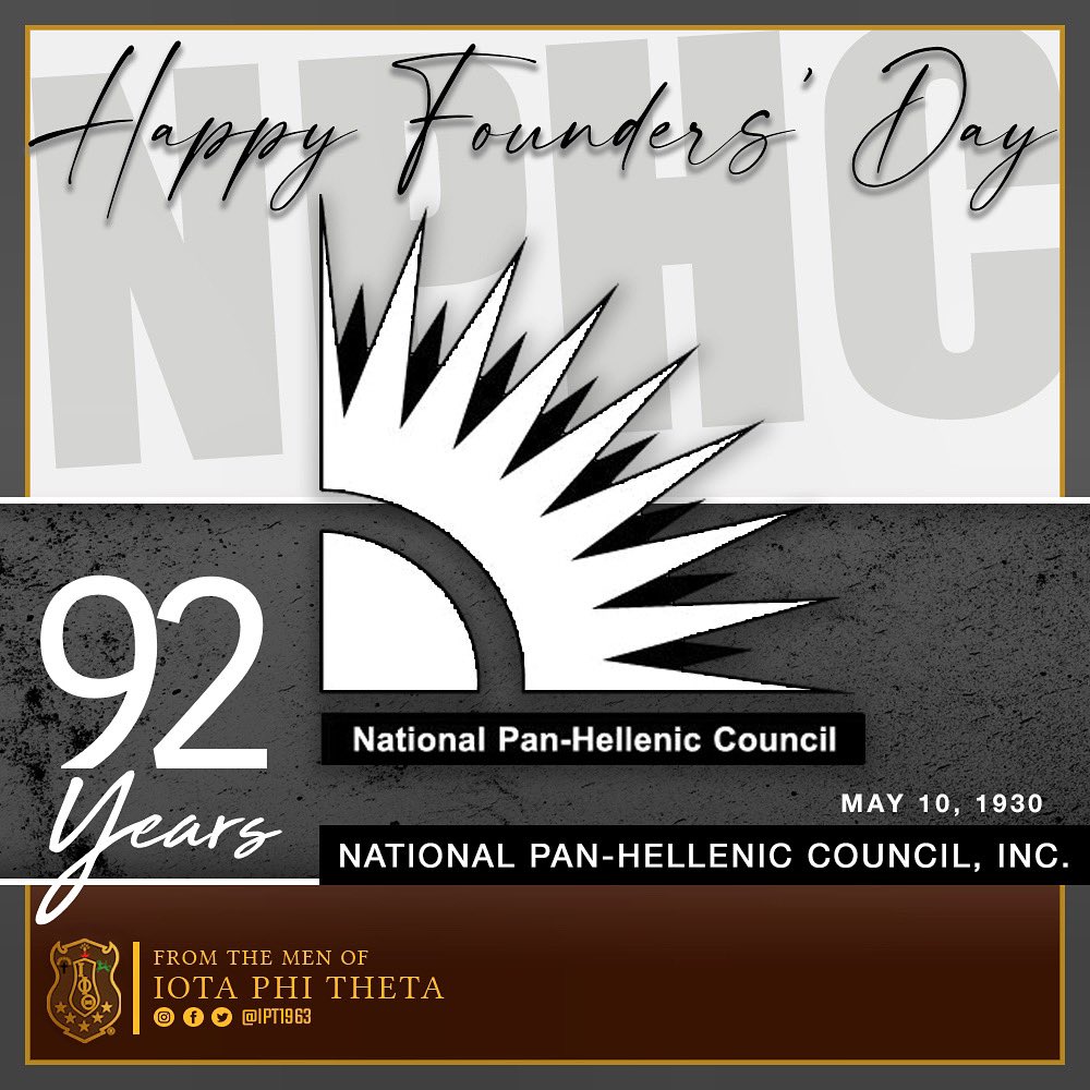 IPT1963's tweet image. Happy Founders’ Day to the National Pan-Hellenic Council (@NPHCHQ). The National Pan-Hellenic Council (NPHC) was founded on May 10, 1930, at Howard University in Washington, DC. 

 #NPHC #Divine9 #nphcstrongertogether #ipt1963