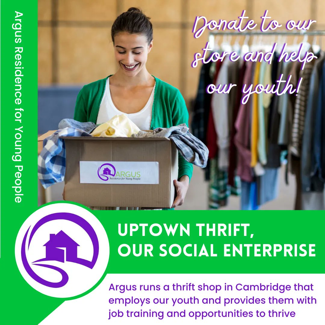 argusrez's tweet photo. #UptownThrift is a charity thrift store operated by #ArgusResidence that sells quality, previously-loved, refurbished, repurposed and upcycled goods. 100% of sale proceeds are used to create youth employment! Donate today to support your community! https://t.co/LCXxy8FSIf