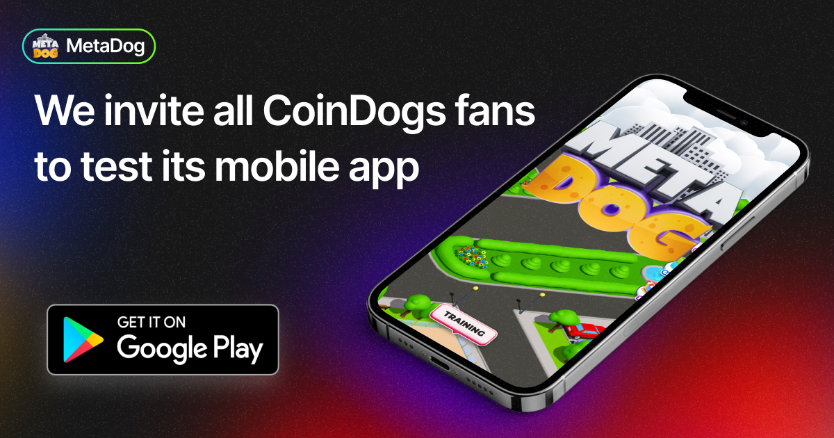 CoinDogs's tweet photo. We invite all Coindogs fans to test its mobile app. Dive into the world of digital dogs on your phone - create and grow new pets, put them in races and earn money. You'll get 2 random dogs for free when you start.
#game #nftgame #token https://t.co/54m5W1mqZR