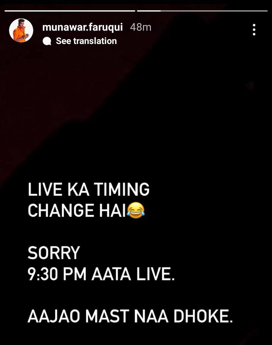 9.30 PM Live on Instagram 

#MunawarKiJanta #MunawarFarooqui