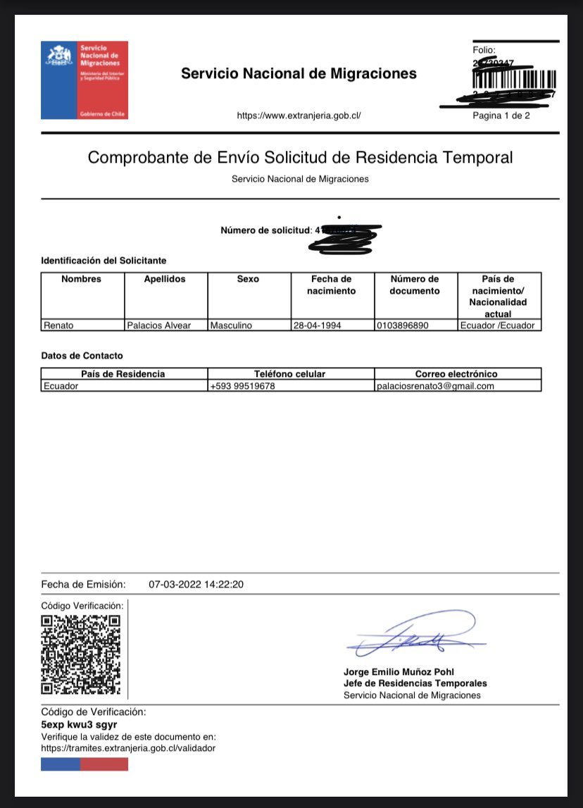 GATOPALACIOS's tweet photo. @MigracionesCL Hola, ingrese los documentos a únicos de marzo para la visa de estudiante , me encuentro ya en el país como turista , estoy próximo a cumplir los 90 días , por favor necesito ayuda https://t.co/0U5ba5ILR2