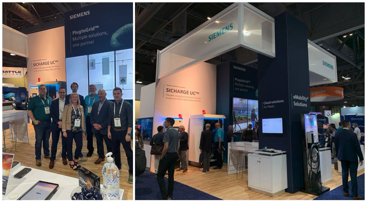 exhibitusinc's tweet photo. Wishing this team #SiemensEMobility team much success on Day 2 at #ACTEXPO! We appreciate your partnership! #emobility #plugtogrid #evs #versicharge #sichargeuc https://t.co/Egm4Tc7lKV