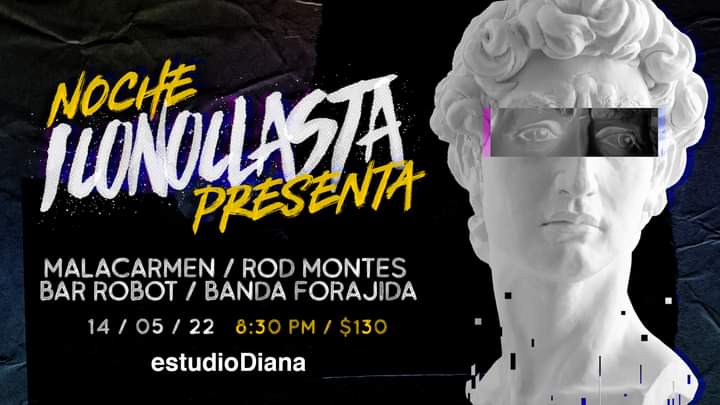 RocksuiteMx's tweet photo. Noche iconoclasta presenta:
@malacarmenband #BarRobot #RodMontes #BandaForajida
14 de mayo, 8.30pm
Estudio @teatrodiana
$130.00 https://t.co/cPyKQAUYIC