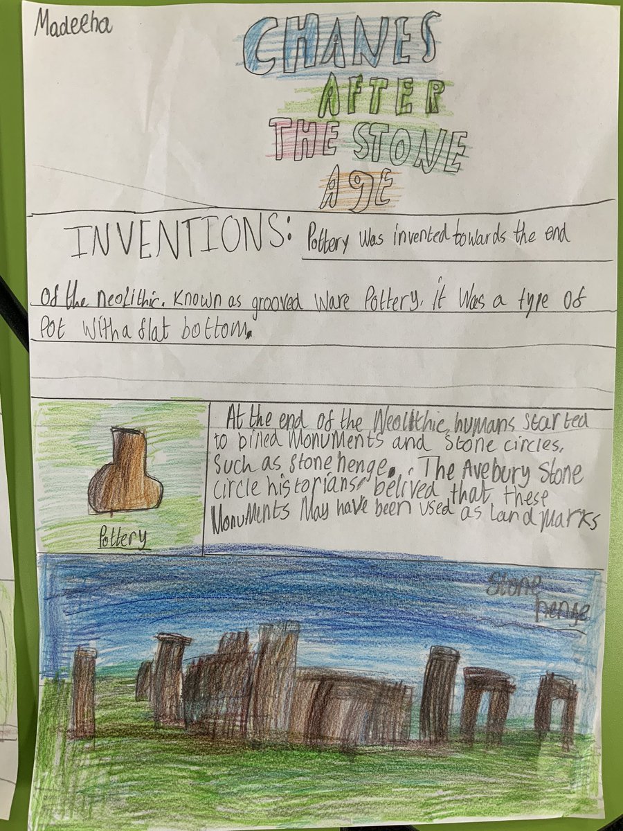 Some brilliant ‘end of Stone Age’ posters, including facts about developments in housing, jobs or invention! 🤩