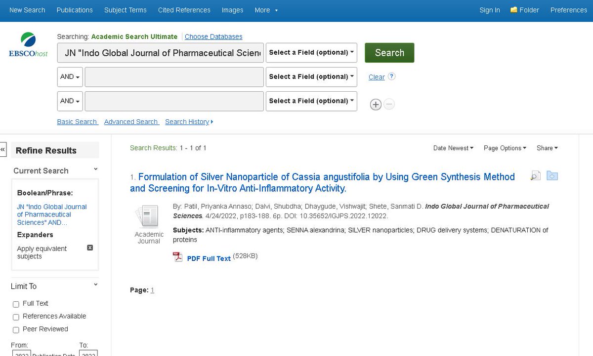 indo_journal's tweet photo. Articles published in Indo Global Journal of Pharmaceutical Sciences are well indexed and abstracted in the well-renowned indexing agency, EBSCO Information Services. @indo_journal #NPMND #INPST #DHPSP #Publication #Journal #EBSCOhost @rajeevksingla @Shailja06945719 #SciComm #sci https://t.co/ASmPSWHho0