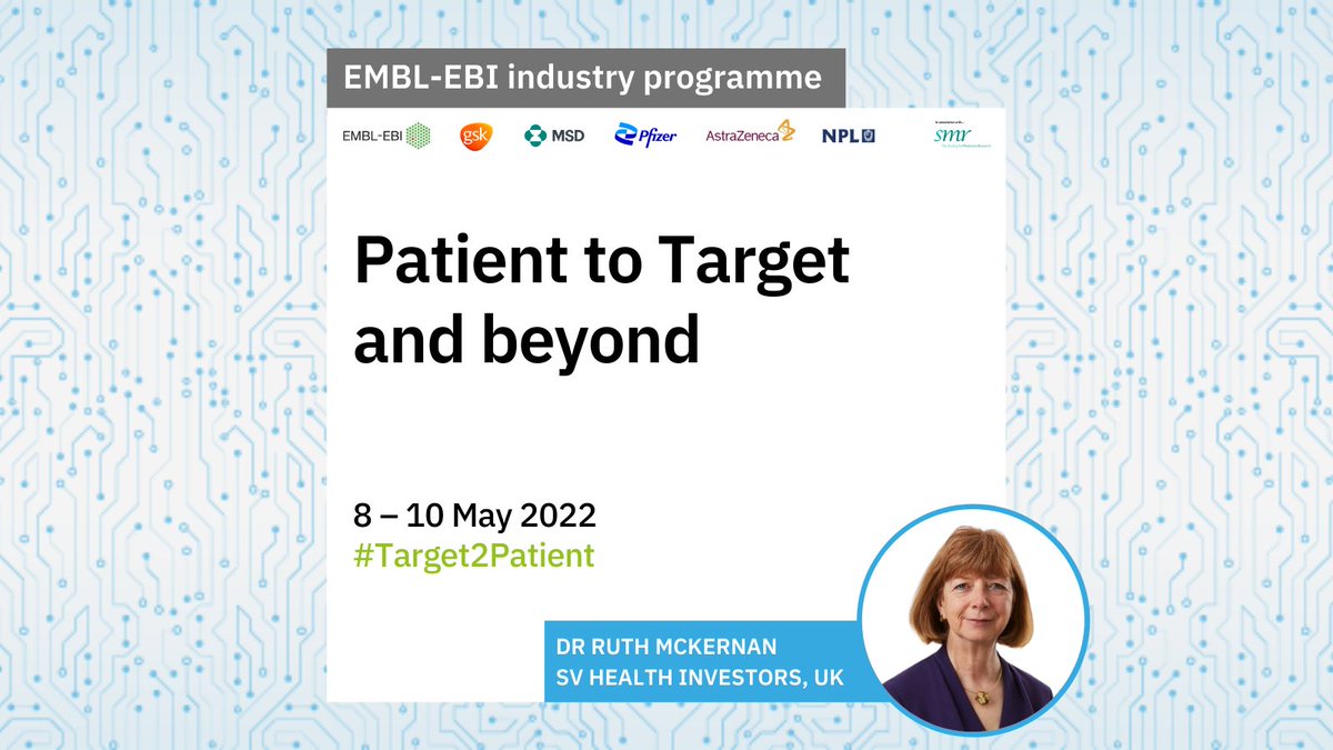 EBItraining's tweet photo. @HinxtonHall @emblebi @AstraZeneca @ARUKnews @ucl @NPL @sangerinstitute @FBMH_UoM @OfficialUoM @pfizer We're wrapping up at @emblebi #Target2Patient with our final keynote delivered by @RuthMcKernan from SV Health Investors. Ruth is presenting her talk looking from the patient to target and beyond. https://t.co/iwEWcSCgSR