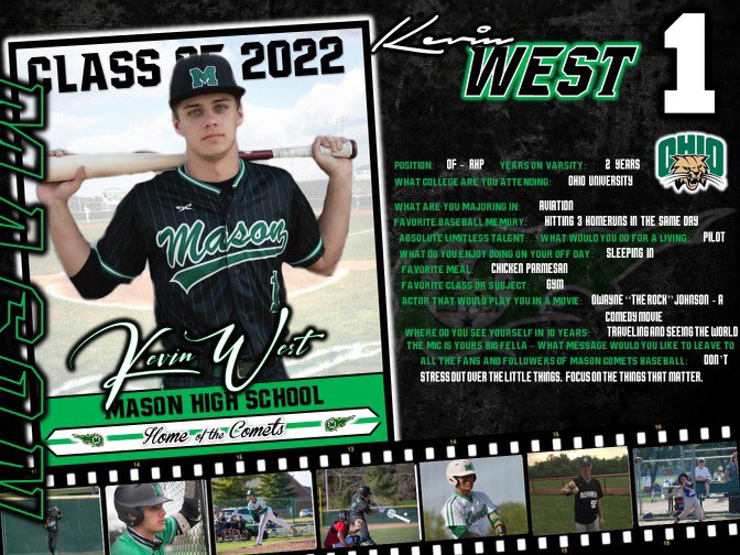 MasonHSBaseball's tweet photo. Today  we recognizes and profile our 10 Mason Baseball Seniors!  

1 - Kevin West https://t.co/Yw8jyxelJQ
