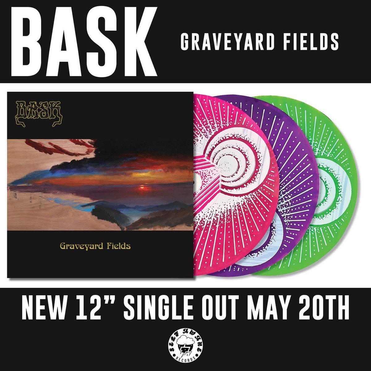 thebandbask's tweet photo. The preorder for “Graveyard Fields” is up and running on the Self Aware Records web store and Bandcamp. Limited to 500 copies of pink, purple, and green vinyl.
https://t.co/qRM3SIX3Lc
#bask #baskband #ramblebeyond #graveyardfields #selfawarerecords https://t.co/2zJUf4Wjge
