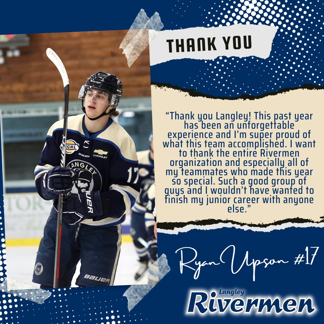 Thank you Ryan for coming to Langley and wearing the Riv logo with pride. The leadership you brought each night will surely be missed next season. Best of luck at Bentley, we know you will do great things! 
Thank you Ryan. Forever a Rivermen. ❤️
#RivNation