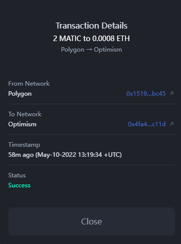 "Episode 4: optimism
just $0.5 fee for Polygon to OP 😳 😳 😍 😍
<a href="/hashflow_/">hashflow</a>"