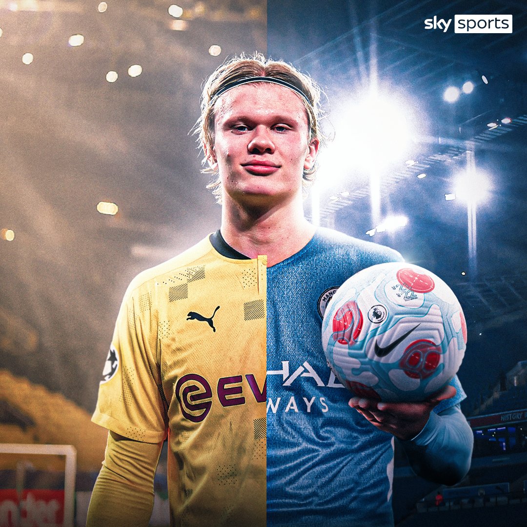 SkySportsPL's tweet photo. Manchester City have reached an agreement to sign Erling Haaland from Borussia Dortmund for £51m 📝