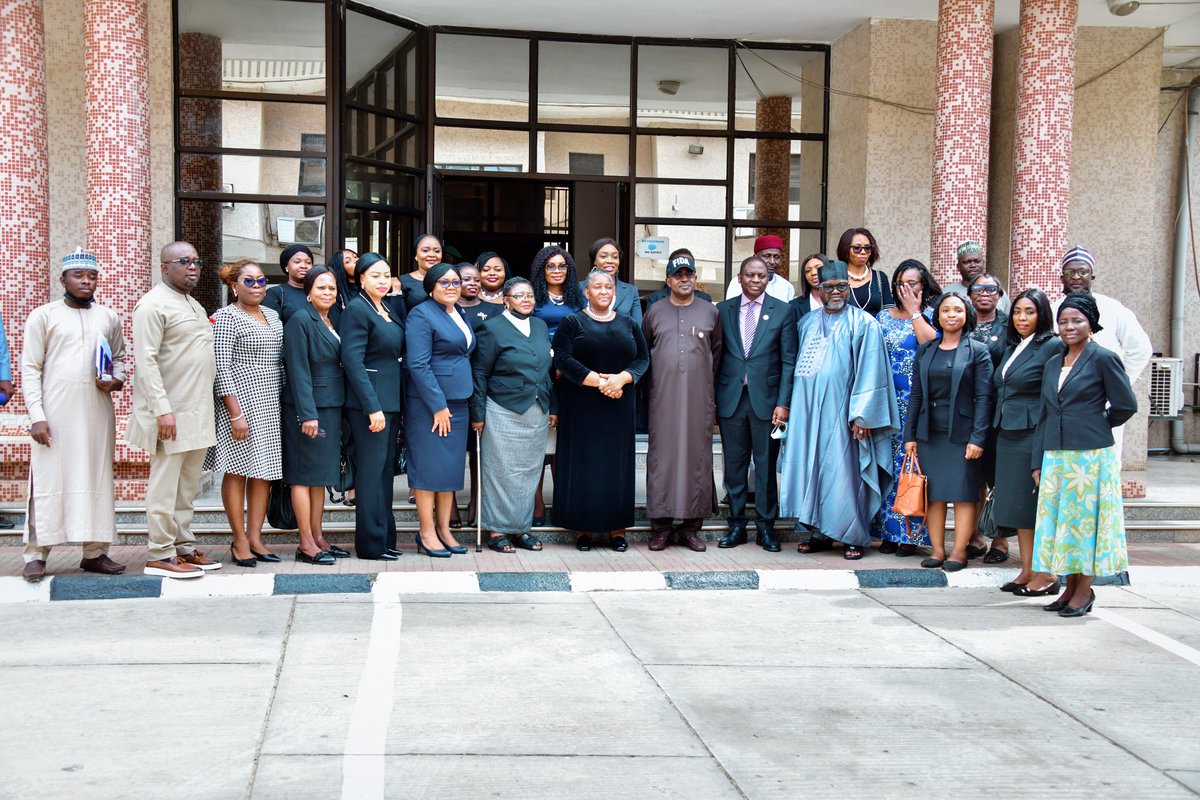 ndlea_nigeria's tweet photo. Photos: Chairman/Chief Executive of NDLEA, Brig. Gen. MB Marwa (Retd), OFR with the National President, International Federation of Women Lawyers, Mrs Amina Agbaje when she led other officials of FIDA on a courtesy visit to the  NDLEA NHQ in Abuja today Tuesday 10th May 2022. https://t.co/a78MSvSyyL