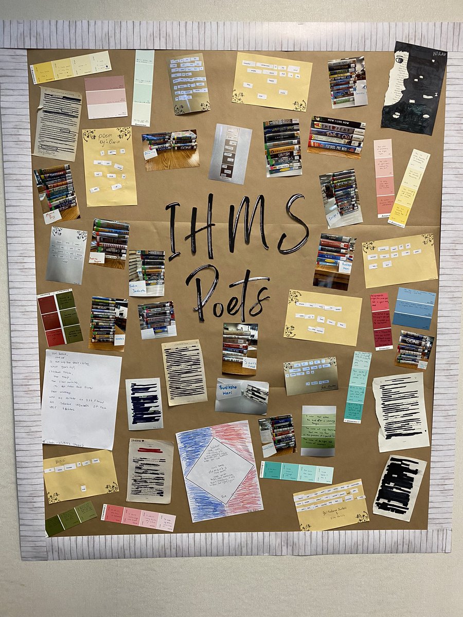 IHMSLibrary's tweet image. Snapshots from the library’s poetry stations to celebrate National Poetry Month! Thank you to @LibraryDvms for collaborating!! So fun to see students’ creativity shine! #powerofjag #SRVLibraryLove #SRVUSDisthePlaceToBe