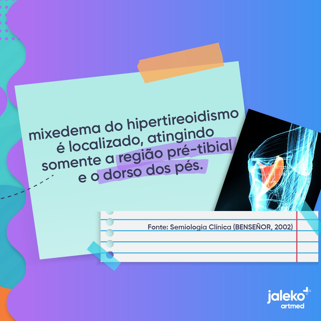 JalekoAcad's tweet photo. Mixedema é uma dermopatia por depósito de mucopolissacarídeo que pode ocorrer tanto na hipotireoidismo como no hipertireoidismo, esse relacionado a doença de Graves.🚨

Mas o depósito do mucopolissacarídeo no hipertireoidismo acontece em regiões específicas, você sabe quais?🤔 https://t.co/uYgLczduwE
