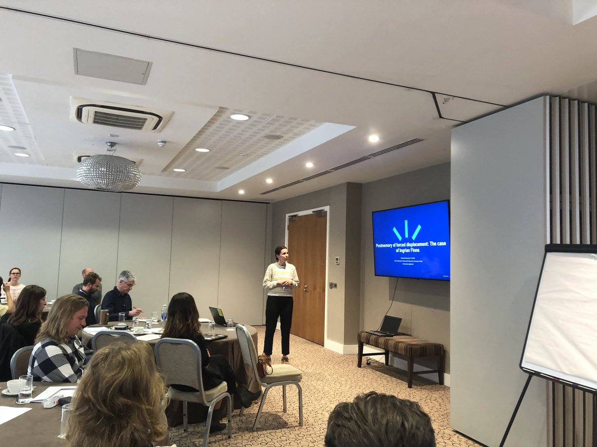 Learning more about the research of our CMS visitor <a href="/ElinaTurjanmaa/">Elina Turjanmaa</a> at the <a href="/essexsociology/">Sociology @ Essex</a> research away day - Postmemory of forced 
displacement: The case of Ingrian Finns