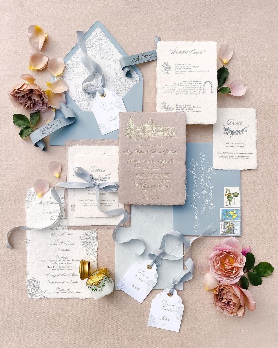 WedBeautiful's tweet photo. Assignment 4 walks you through the basics of wedding stationery.

Let’s see a show of hands…who wishes their mail looked this pretty? 🙋‍♀️

LBB Stationery &amp; Photo: inquisited

#stylemepretty #smplittleblackbook #weddinginvitations #weddinginvites #weddingstationery # https://t.co/45rGFaDpWE