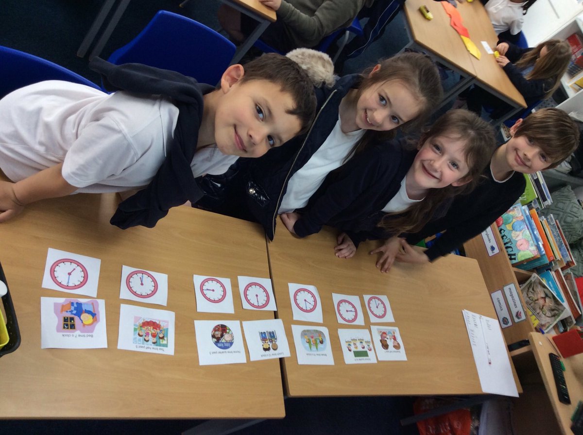 StBernardsep's tweet photo. Some brilliant collaboration from Team 2 today! Working together to tell the timeπππ» #stbMaths https://t.co/CBgVvZU8Wf