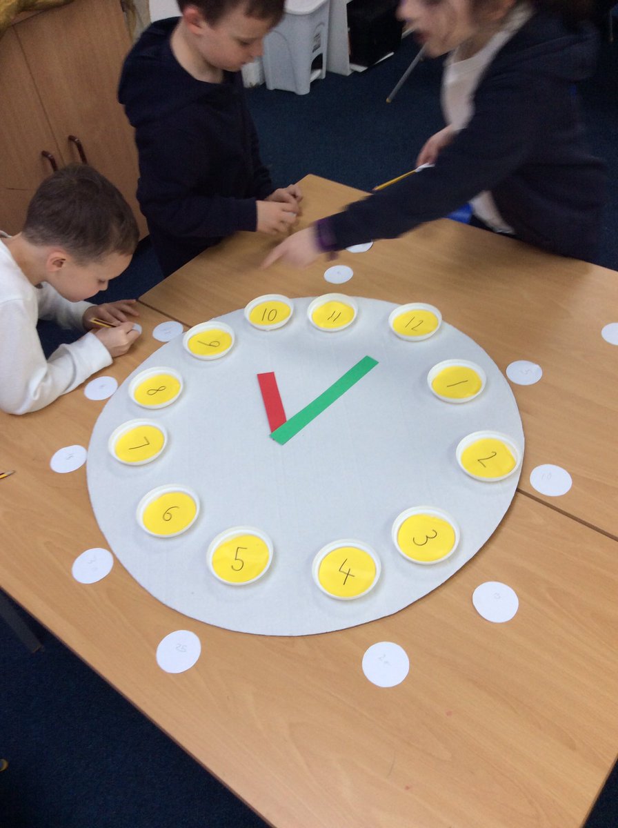 StBernardsep's tweet photo. Some brilliant collaboration from Team 2 today! Working together to tell the timeπππ» #stbMaths https://t.co/CBgVvZU8Wf